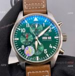 ZF Factory IWC Pilot’s Watch Racing Green Stainless Steel Brown Strap